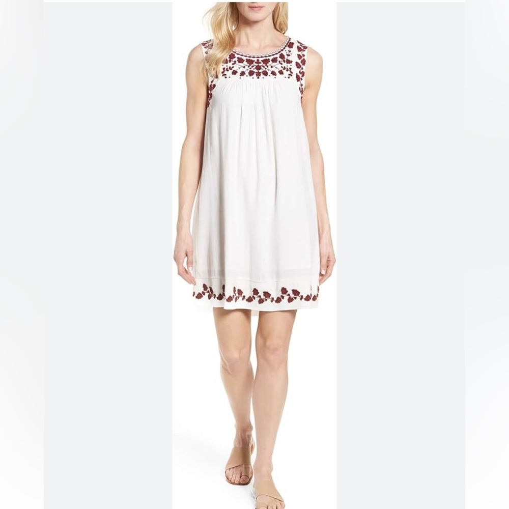 Lucky Brand Hannah shift embroidered tank gauzy dress size large New!